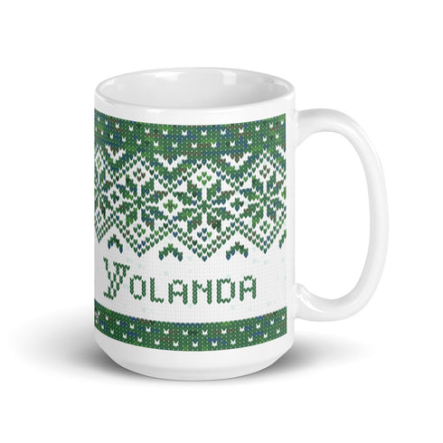 Snowflake Knitting Mug, Handpainted Yarn Mug, coffee and knitting mug, Yarn lover gift, knitter gift, knitter gift, knit gift, yarngift